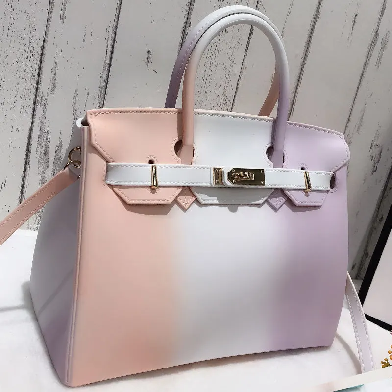 

2020 new color portable personality jelly bag one shoulder oblique cross female bag European and American hit color