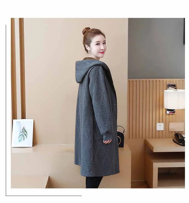 5XL размера плюс женская куртка с капюшоном средней длины вельветовые пальто стиль корейский Стиль Верхняя одежда свободная зимняя куртка для женщин Kpop