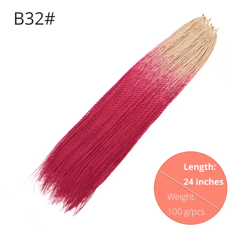 B32 AISI BEAUTY Ombre Senegalese завивка, плетение волос 14 18 24 дюймов Синтетические косички для наращивания крючком наращивание волос Черный Коричневый Женский - Цвет: B32