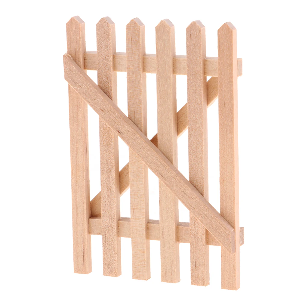 Unpainted 1/12 Dolls House Miniature Wooden Barrier Fence Gate Model DIY Accessories Collections