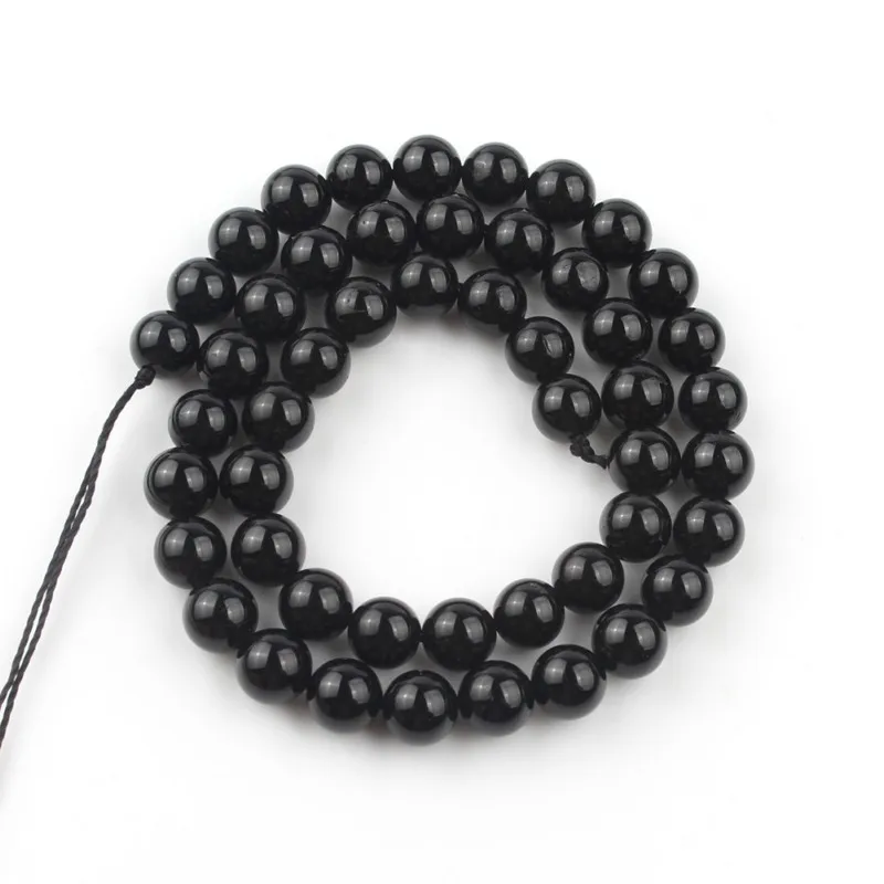 Natural Stone Genuine Black Tourmaline Gemstone Beads For Jewelry DIY 15" 