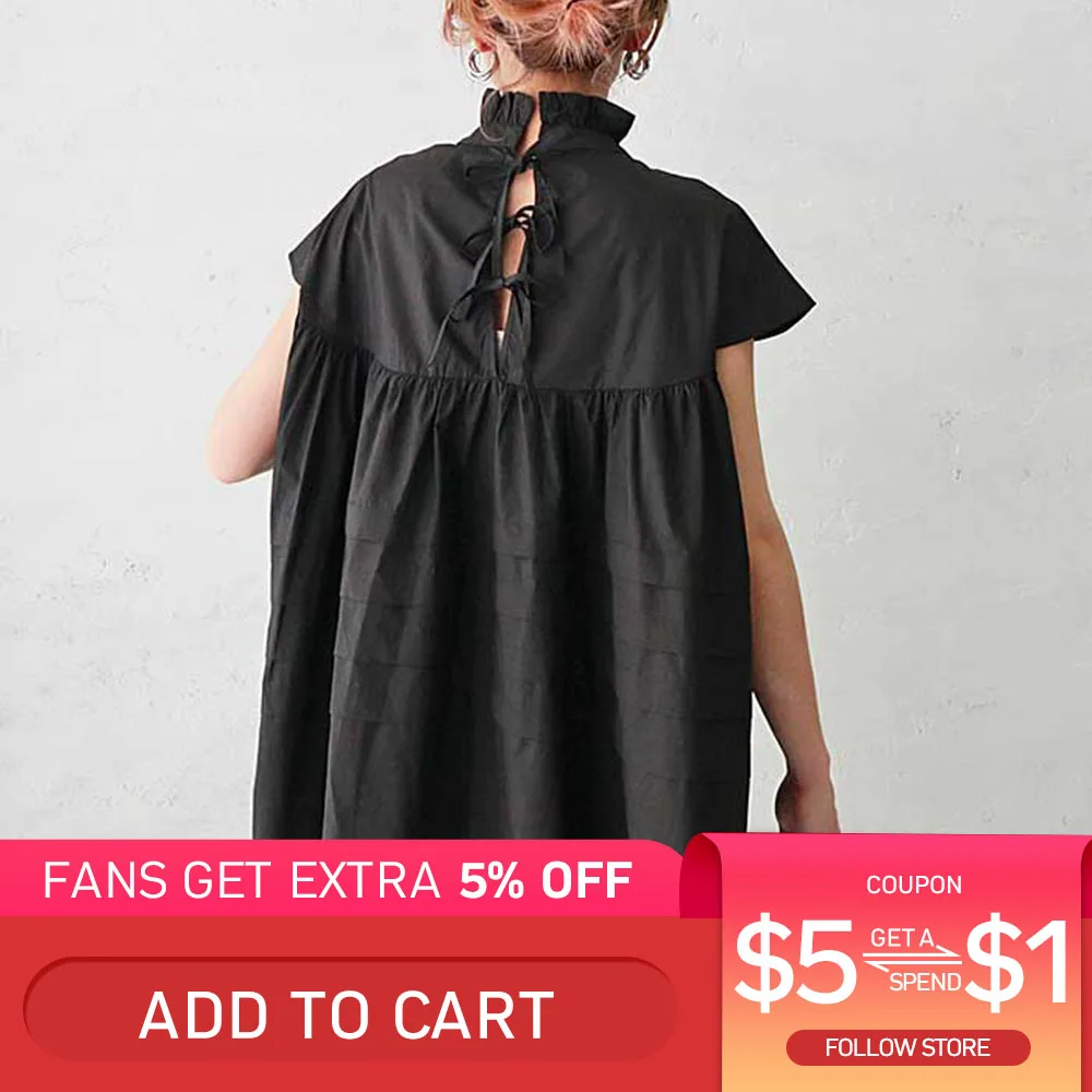 Осень 2020 новая Корейская женская блузка со стоячим воротником с рукавами