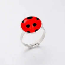 Joaninha anéis cosplay senhora bug círculo com ponto anéis para feminino menina festa presente anime jóias anel de noivado aniversário(China)