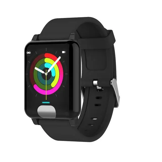 Водонепроницаемый reloj inteligente ЭКГ PPG измерение кровяного давления фитнес-трекер Gps Smartwatch браслет сердечный ритм для IOS телефона - Цвет: Черный