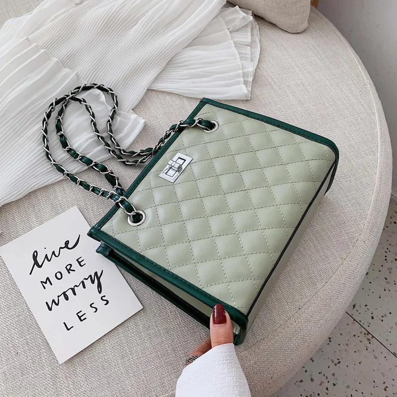 

Chic small bag female 2019 new fashion simple wild rhombic chain bag Korean version of the casual shoulder Messenger bag cosmeti