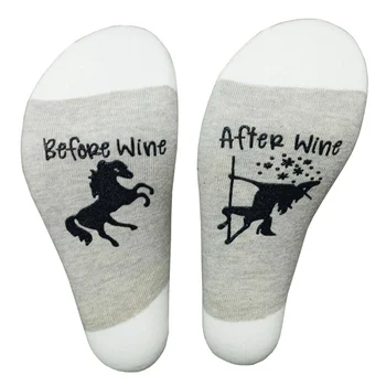 

Creative Letter Printed Socks Before Wine After Wine Funny Socks Unisex Socks Lovely Horse Pattern Socks