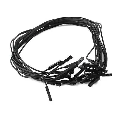 15 Pcs Double Head 1pin F/F Jack Connector Jumper Cable Black 30cm Long