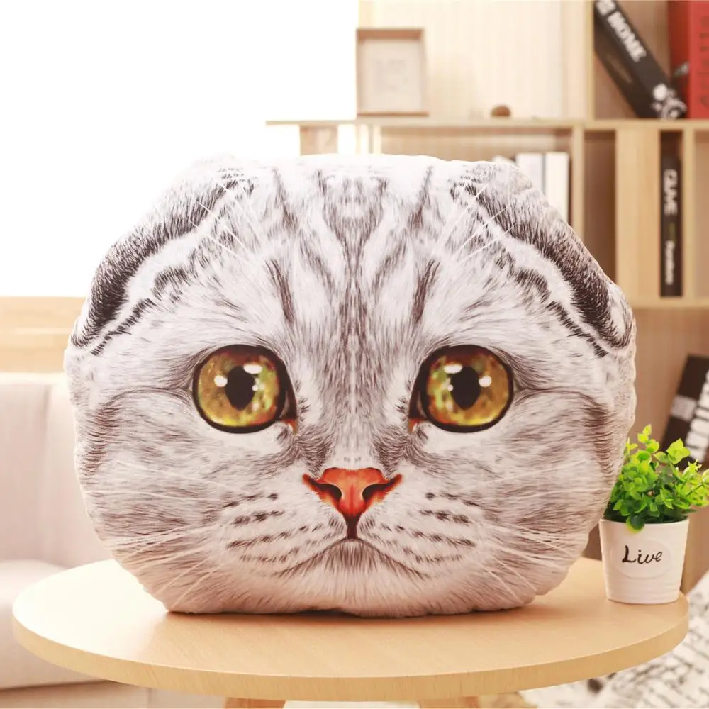 Simanfei Cat Pillow Plush Toys Dolls Stuffed Animals Kids Gift Travel Throw Pillow For Chairs Car Decorative Cushion Dakimakura - Цвет: Gray fold
