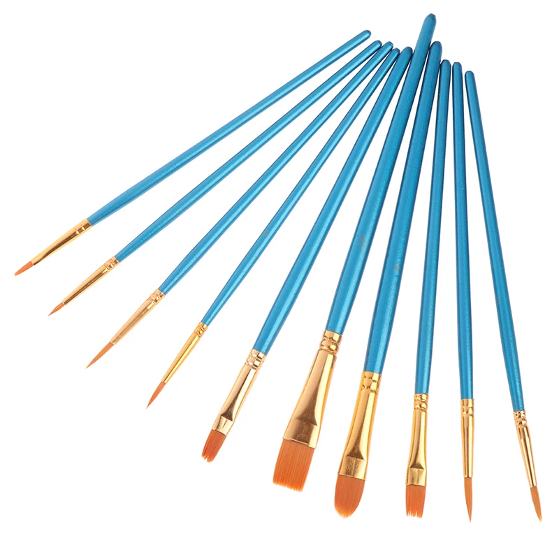10Pcs 아크릴 수채화 예술가 페인트 브러시 나일론 다기능 후크 라인 펜