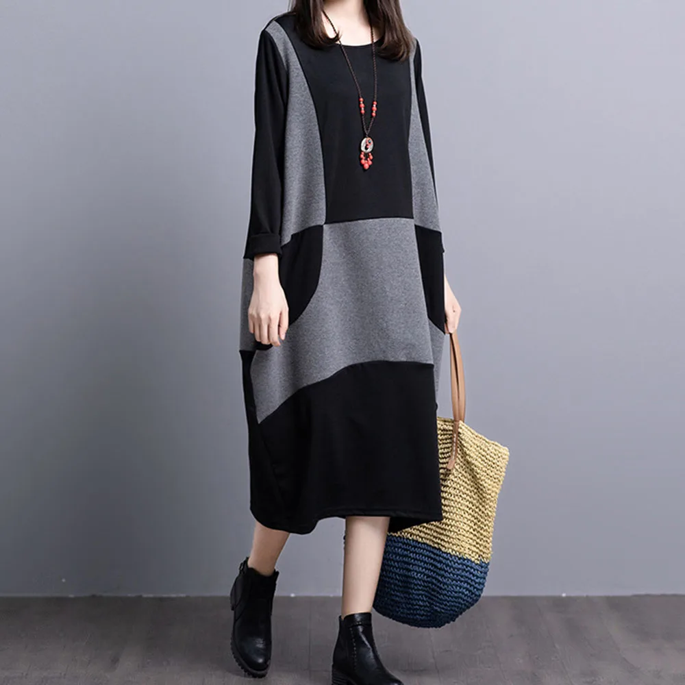 Женское платье в японском стиле осенне-зимнее повседневное Свободное длинное