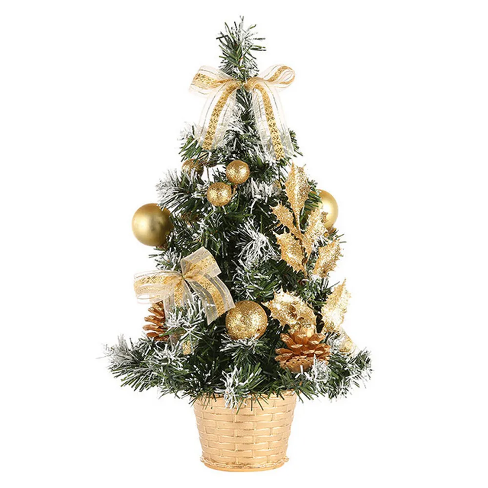 20-40 см мини Рождественская елка рождественский искусственный Настольный Декор Праздничная елка для дома настольные украшения детские подарки - Цвет: Gold 3