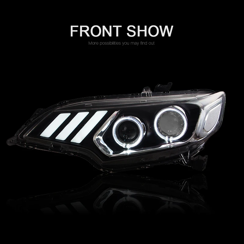 CNSUNNYLIGHT For Honda FitJAZZ 2014-2017 Car Headlights Assembly Case With LED Demon Eyes DRL Turn Signal Lights Projector Lens (4)