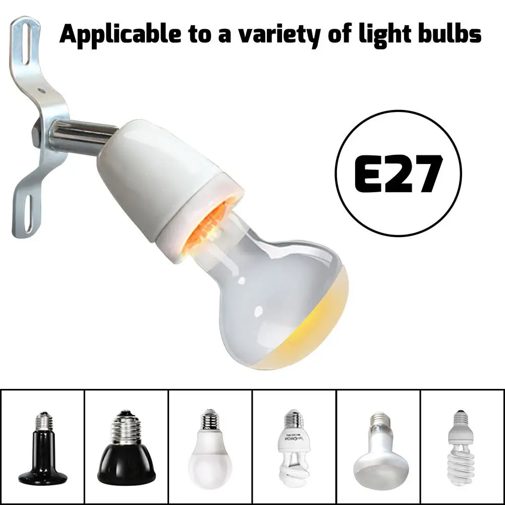 Ceramic E27 Lamp Holder Reptile Pet Heating Lamp Base Rotatable Bulb Holder For Reptile With ON/OFF Button Switch