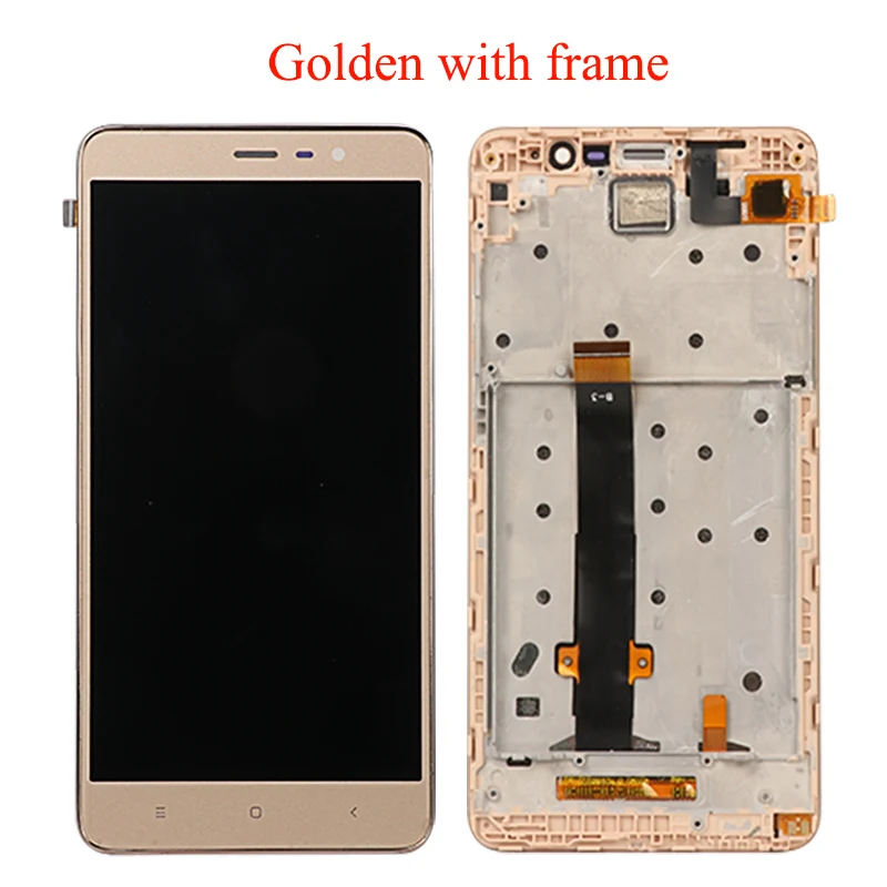 Для Xiaomi Redmi Note 3 ЖК-дисплей+ сенсорный экран+ рамка дигитайзер панель аксессуары для планшета для Redmi Note 3 Pro Prime 150 мм 5,5 дюйма - Цвет: Golden with frame