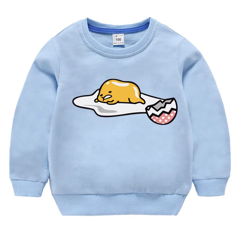 Детская обувь в японском стиле Харадзюку на милые Gudetama Lazy Egg Yolk принт хлопок девочки; дети хлопковые пуловеры, топы для маленьких мальчиков осенняя одежда