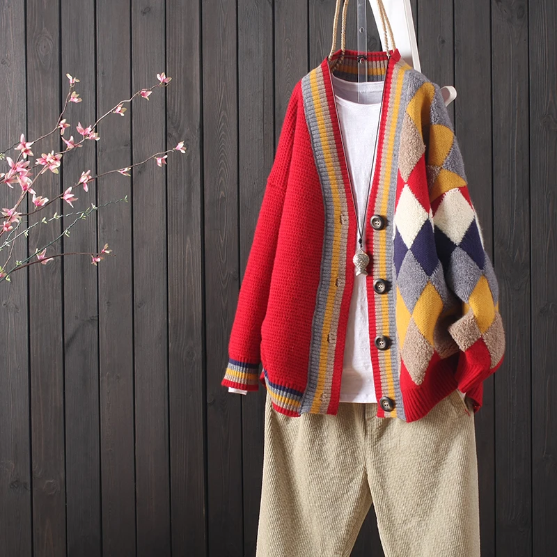 Осенне-зимний утолщенный вязаный кардиган с вышивкой и длинными рукавами с v-образным вырезом, Женский Свободный Повседневный стильный свитер
