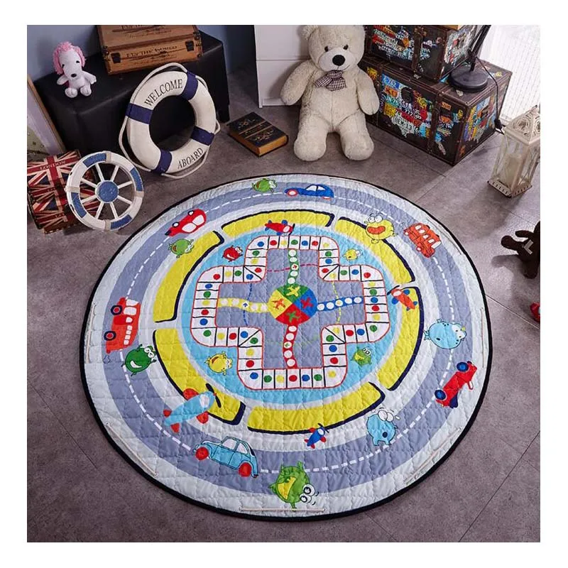 diameter 1.5M Хлопковый коврик для ползания, игрушка, Круглый экологический мультяшный детский игровой коврик для хранения, детский коврик для ползания, для ползания подстилка коврик - Цвет: diameter 1.5M