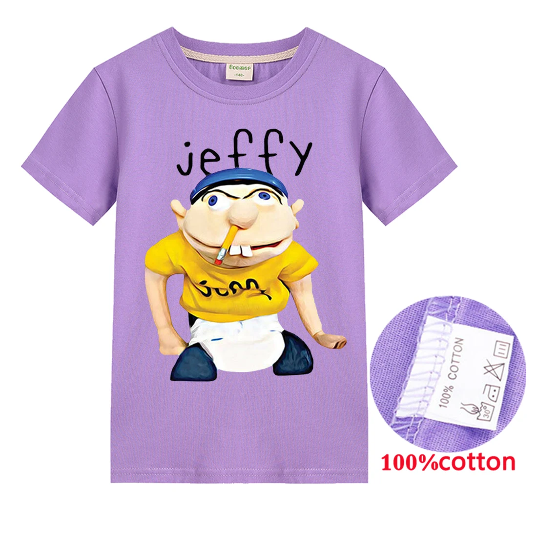 Jeffy/модная футболка для мальчиков и девочек; детская одежда с героями мультфильмов; футболка; топ с короткими рукавами; Повседневная летняя одежда; одежда с героями мультфильмов для мальчиков и девочек