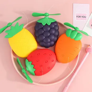 

Fruit Mini Handheld Pocket Charging Fan Plastic Led Night Light USB Charging Summer Travel Outdoor Cartoon Home Use
