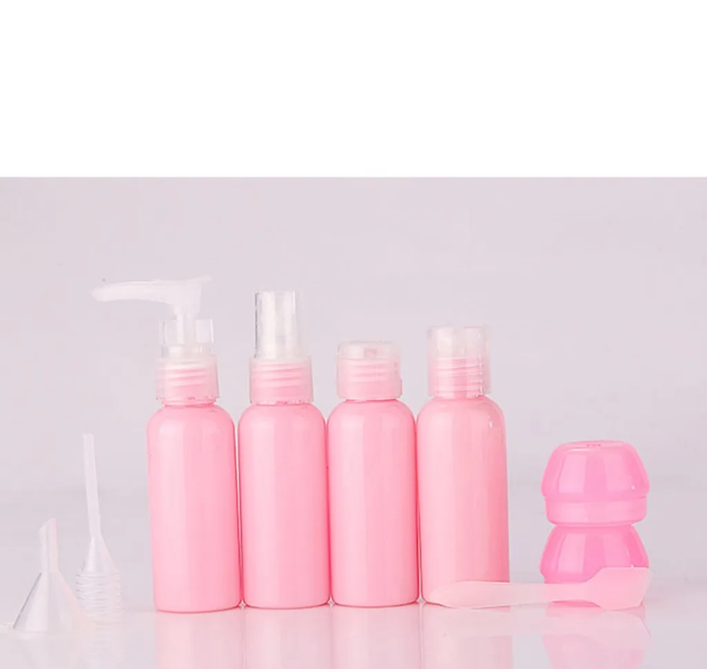 Pink Пустая портативная бутылка-спрей для макияжа, лосьон, шампунь, крем, контейнер для путешествий, многоразовые бутылки, набор комплектов с мешочком# D - Цвет: Pink