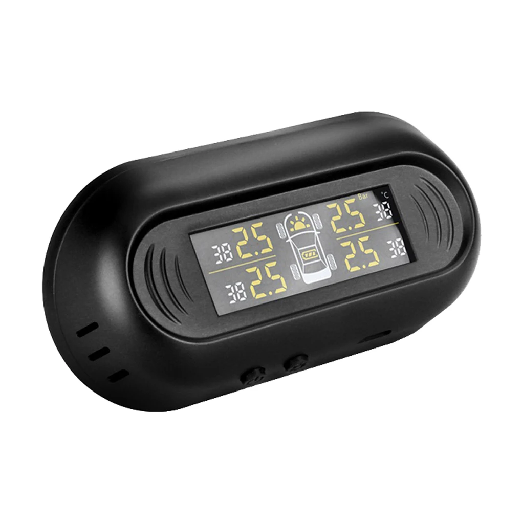 Солнечная энергия автомобильный TPMS датчик давления в шинах черный беспроводной цифровой ЖК-дисплей Четыре датчика s охранная система сигнализации в шинах
