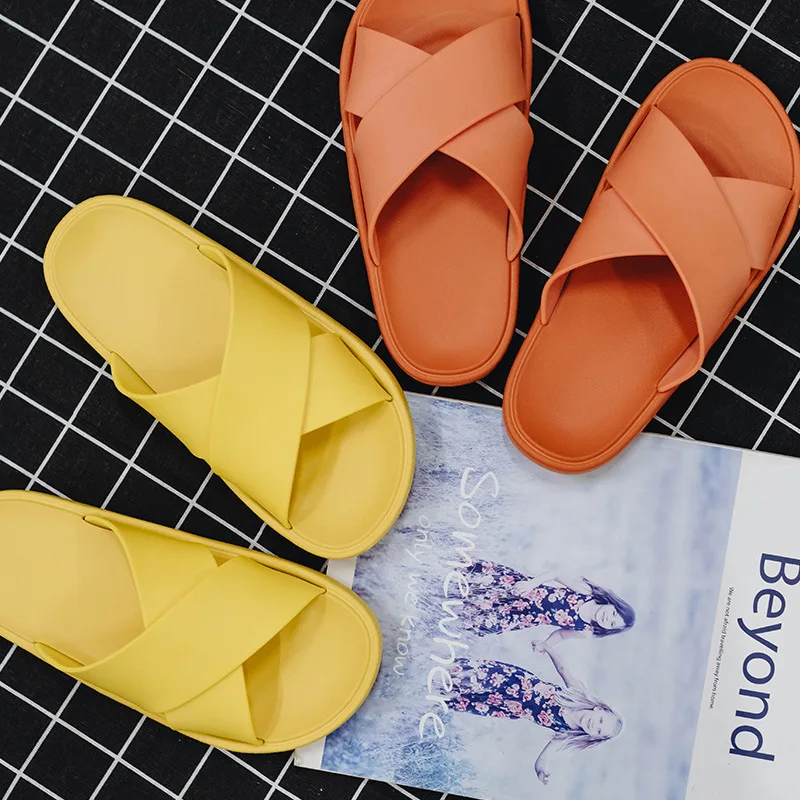 

Women Couple Summer Indoor Slippers Home Soft Thick Soft Sole Solid Bathroom Non Slip Shower Slides Footwear Ladies Shoes Men