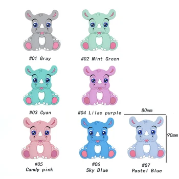 

Kovict BPA Free 5/10PCS rhinoceros Silicone Baby Teether rodent Baby Teething Toys Chewable Animal Shape Baby Products
