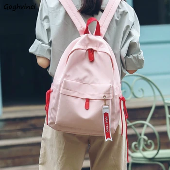 

Backpacks Women Drawstring Pink Letter Large Capacity Students School Bag Shoulder Bags Harajuku Fashion Ulzzang Backpack Simple