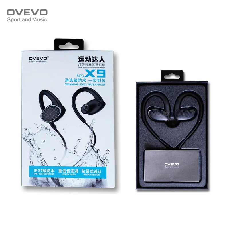 OVEVO X9 Fish Bionic, 8 ГБ, MP3, bluetooth, V4.2, наушники IPX7, водонепроницаемые, для плавания, для спорта, супер бас, HiFi, наушники с микрофоном
