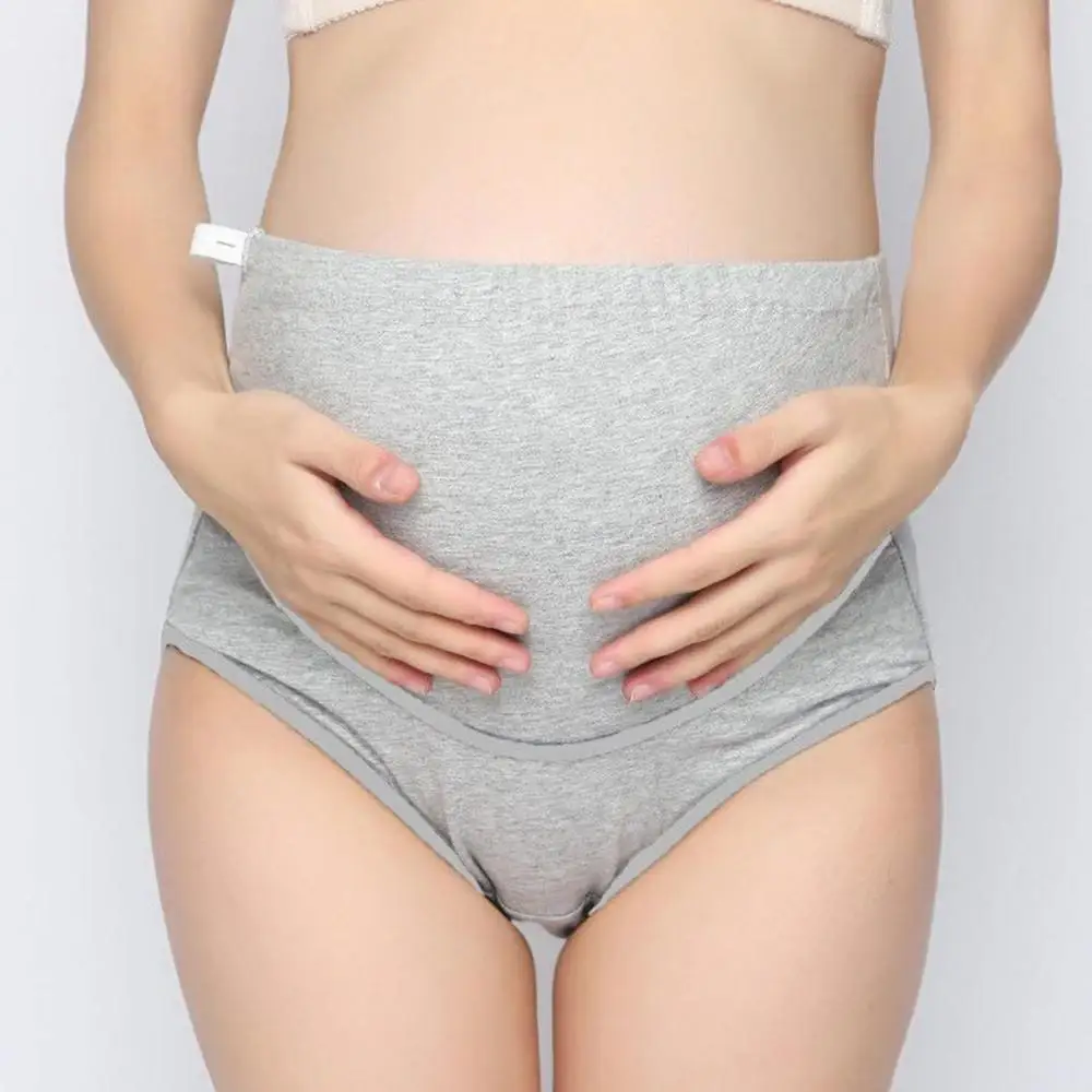 1pc Pregnant Maternity Panties Cotton Adjustable Bandage High Waist Mother Belly Support Underwear Briefs Pregnancy Short Pants - Цвет: gray