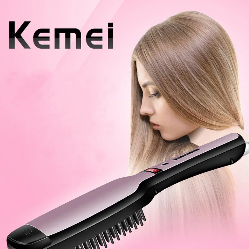 KM-HC111 электрическая расческа для выпрямления волос фен-щетка с ЖК-дисплеем щетка для выпрямления волос выпрямитель для бороды стайлер для волос