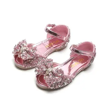 

Children Princess Casual Shoes Girls Bowtie Candy Color Flat Heels Slip on Party Dance Sandals For Baby Girls Kids Beach Sandals