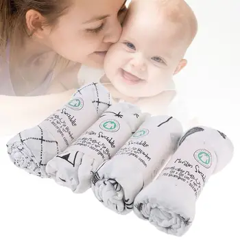 

4 Pcs Newborn Baby Swaddle Blanket Unisex Soft Bamboo Muslin Receiving Wrap for Infant Boys and Girls