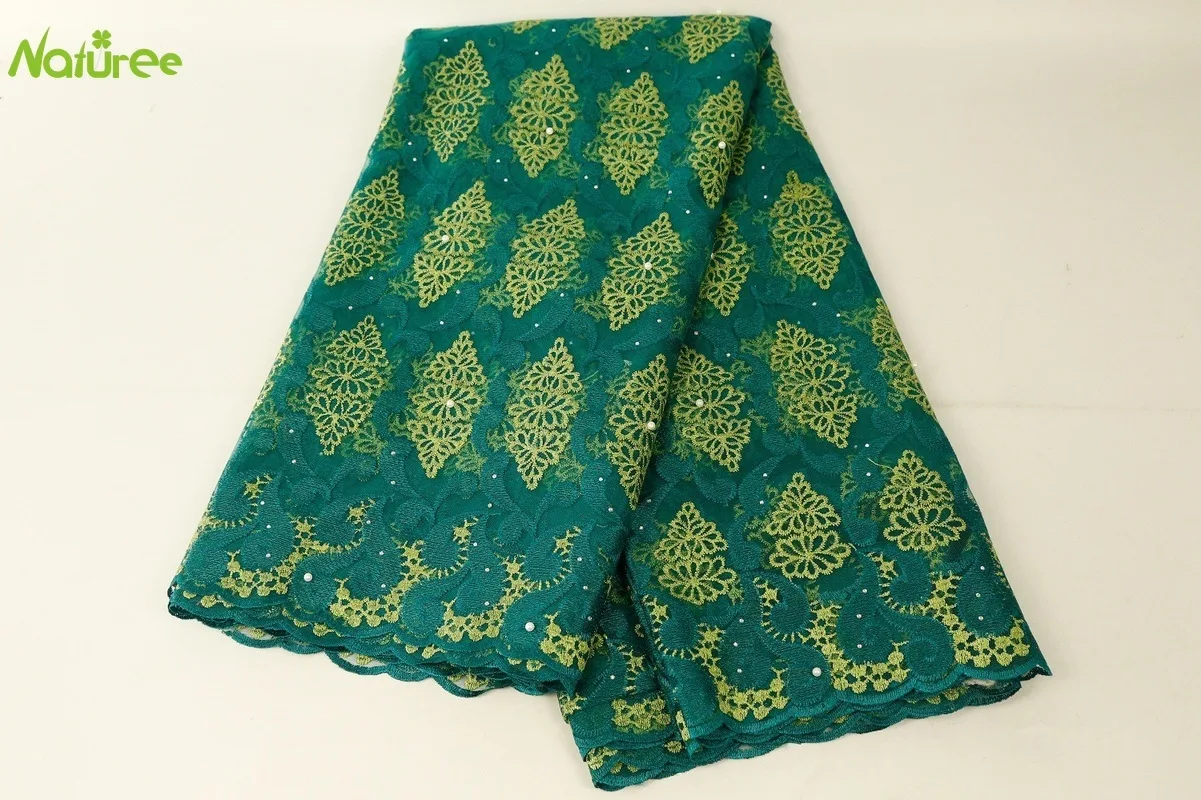 140 см ширина африканский тюль гипюр шнур кружевная ткань по двору нигерийский французский сетевой шнур кружевная ткань с камнями для платья