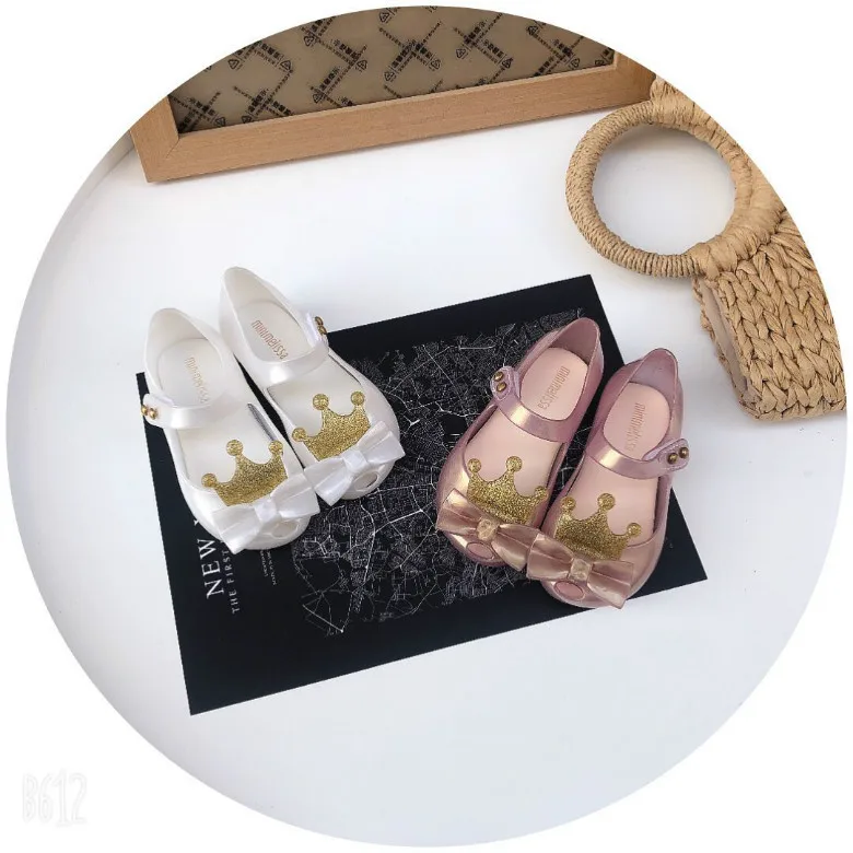 Мини Melissa прозрачные сандалии Корона детские сандалии 3D цветы девушки комфорт принцесса обувь Дети melissa обувь