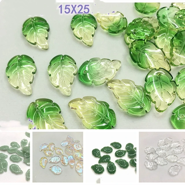 Fashion Glass DIY Big Leaf Mix Color Crystal Leaf Beads New