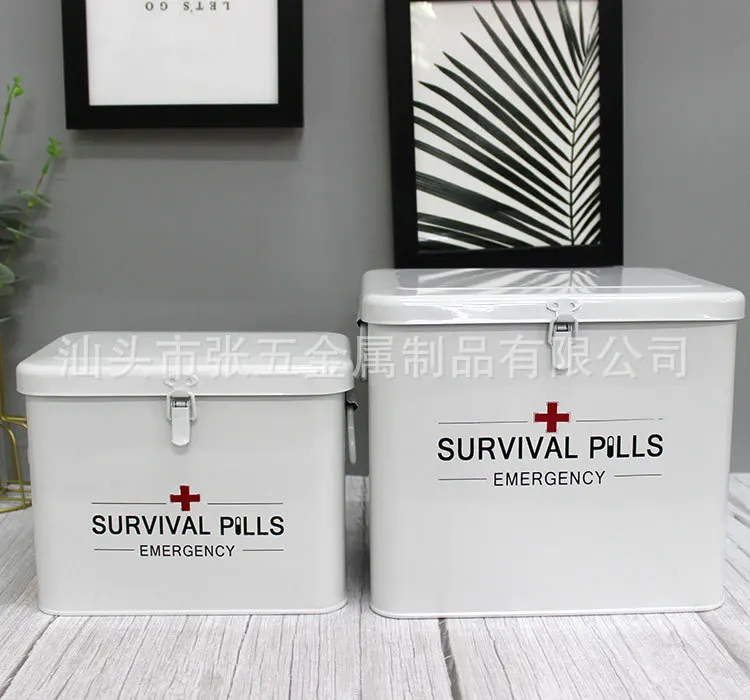 Manufacturers Customizable Household Medicine Box Iron Box Storage Box Northern European-Style INS Medicine Storage Box Metal Me