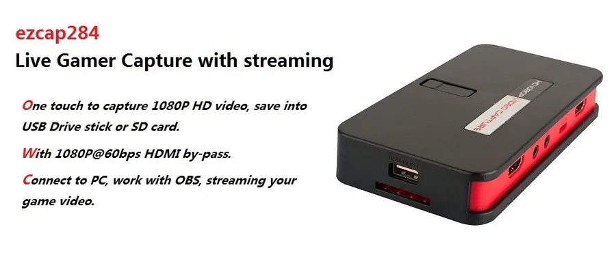 284 HDMI Loop 1080P AV Mic Input HDMI Game Capture Card Video Grabber Box for XB