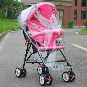 

Rain Cover Zipper Portable Dust Shield Travel Baby Stroller Accessories Waterproof Practical Universal PVC Pushchairs Breathable