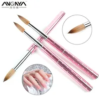 ANGNYA 1 Pcs Acrylic Nail Art Brush Kolinsky Sable Hair Brush Manicure Powder Crystal Handle Pro Nail Drawing Pen Nail Art Tools 1