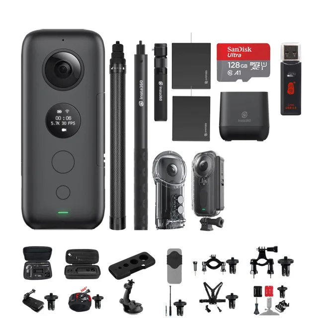 Bundle 11 Insta360 Экшн-камера ONE X 5,7 K VR 360 Panorama для iPhone и Android, зарядное устройство Insta 360, чехол для селфи - Цвет: Bundle 11