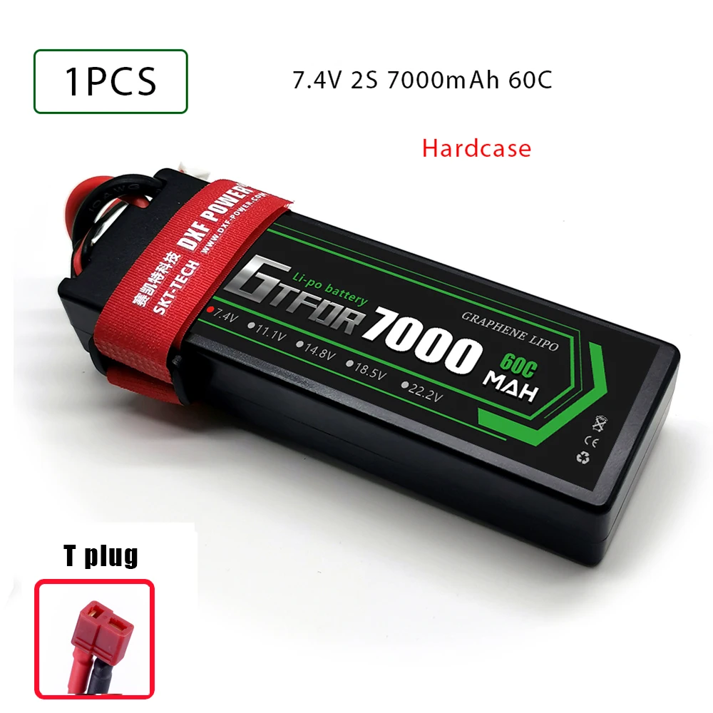GTFDR RC LiPo аккумулятор 7000mAh 2S 60C LiPo 7,4 V Dean/T XT60 XT90 для RC автомобиля грузовика Танк Losi Slash Truggy B3 зарядное устройство часть - Цвет: 1PCS7000hardDEAN