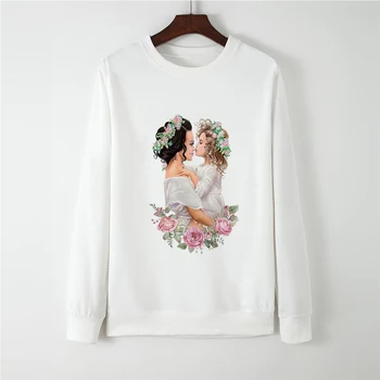 

Round Collar Vogue Sweatshirt Harajuku Loose Autumn Winter Hoodies Oversize bluza damska Cute Funny Kawaii Super Mom Tops