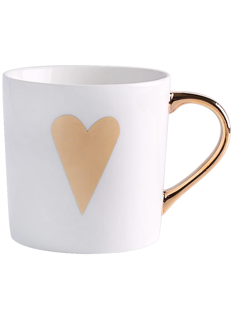 Light luxury gold couple ceramic coffee cup love stars stripes mug creative drinking coffee coffee cup novelty gift milk cup