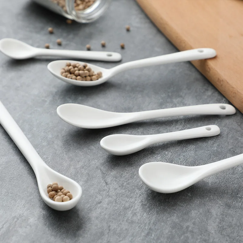 Set Di 8 Cucchiaini Per Uovo In Porcellana Bianca – Per Uova Alla Coque, Caffè, Tè E Dessert – 13 Cm - 4