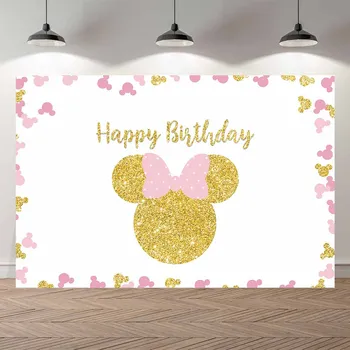 

Official Photography Backdrops Custom Pink Minnie Mouse Birthday Party Backdrop Personalised Decor Backdrop Photo Studio Banner