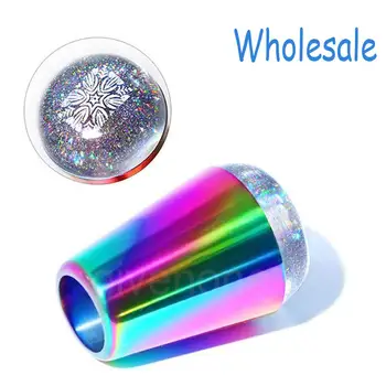 

Wholesale Silicone Nail Stamping Plate Colorful Handle Shining Stamper Manicure Tools for Nail Gel Polish Stamper Nail Art Plate