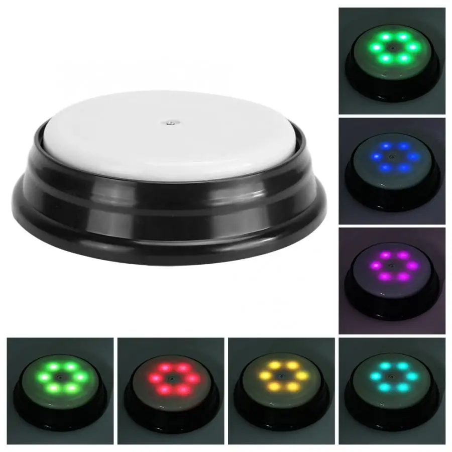 

LED Light Rotating Mute Electronic Plastic Products Display Base Colorful Turntable Suitable For Model Hand-held Exhibitions