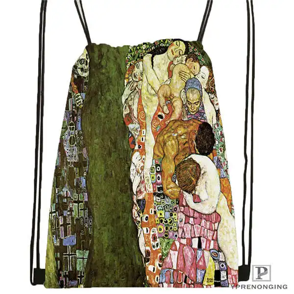 Drawstring Backpack Custom Gustav_Klimt@ 1 походная сумка на шнурке милый рюкзак для детей(черная спинка) 31x40 см#20180611-02-98 - Цвет: Drawstring Backpack