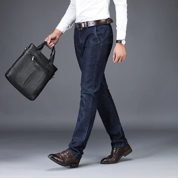 

Odinokov Men Autumn Winter Jeans Smart Casual Denim Elasticity Tretch Warm Jeans For Men Designer Slim Fit Brand Pants Jeans
